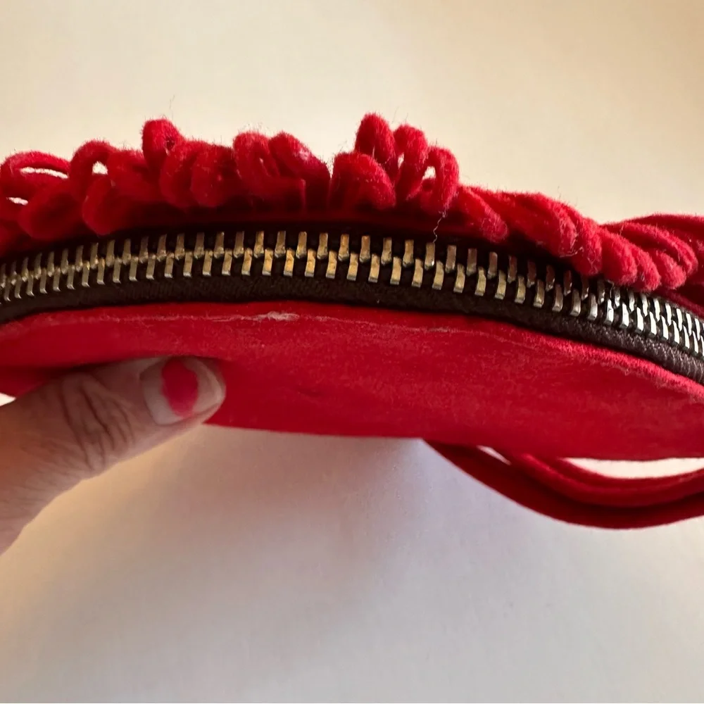 WICKED Poppy Vintage OOAK Round Red Boho Wristlet